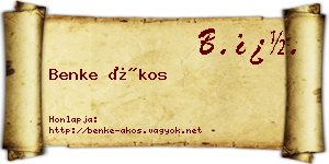 Benke Ákos névjegykártya